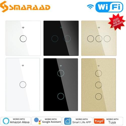 New Upgraded Smart Touch Switch Smart Life WiFi RF433 Tuya App Control,Alexa Google Home Voice Control 1/2/3 Gang EU US 2/3 Way