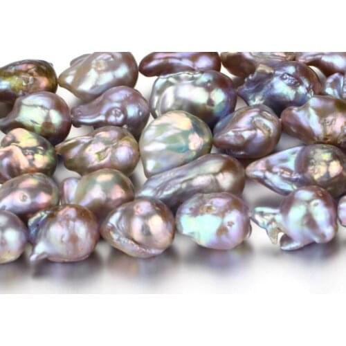 Huge 14-16mm Natural Baroque Purple Pearl Necklace 18" 36"