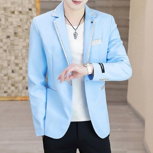 Autumn 2021 Mens Printed Fashion Long Sleeve blazer Youth Casual All-Match Color Matching blazer