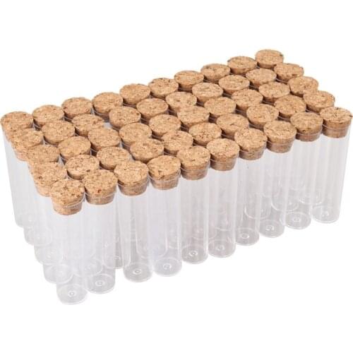 50Pcs/Pack 25X95mm Flat Bottom Tea Plastic Test Tube Drosophila Vials Culture Tube with Cork Stoppers