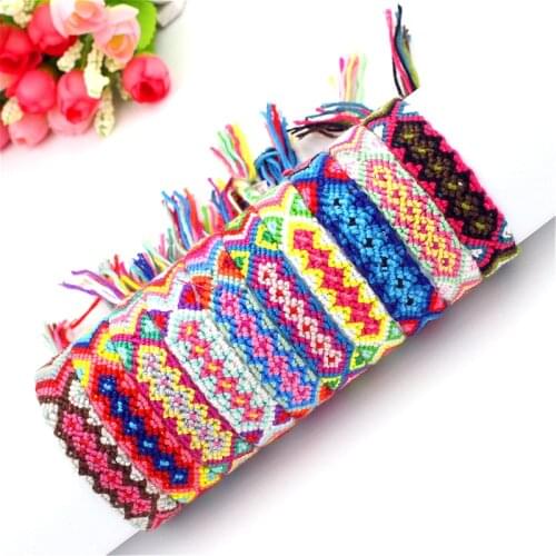 Handmade Weave Bracelets Stack Bohemian Rainbow Colorful XOXO Samba BOHO Handmade Friendship Bracelets