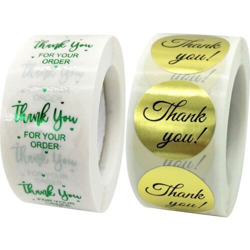 Clear Gold Green Glitter Thank You for Your Order Stickers Wedding Party Gift Decor Business Bill Envelope Package Seals Labels