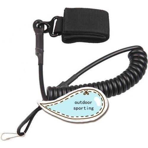 Adjustable Tactical Pistol Hand Gun sling Secure Spring Lanyard Sling Outdoor Combat Gear black