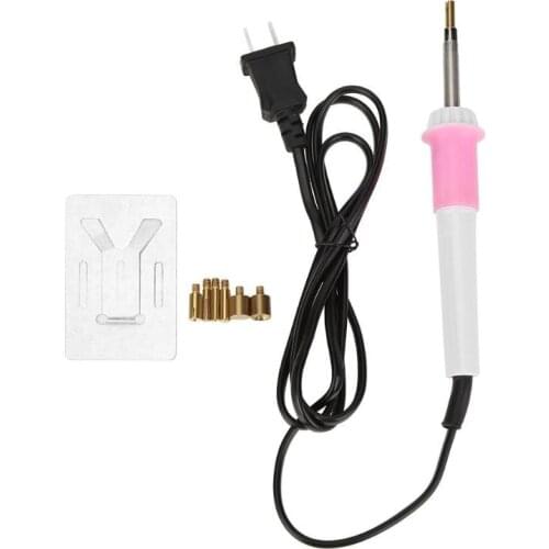 Pink Hotfix Rhinestone Applicator Iron-on Wand 7 Tips Fast Heated Heat-fix Tool for Wedding Dress Wand Gun Garment