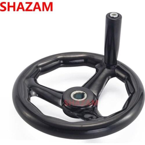 Grinding Machine Hand Wheel Three Bakelite Handle Milling Machine Edge Black Round Wheel Turning Wheel Handle 200*18(keyway 6mm)