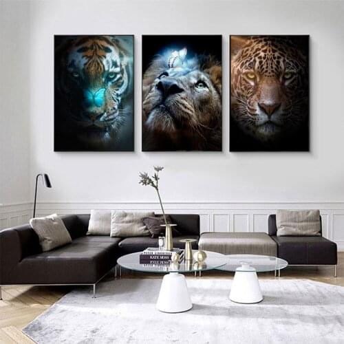 Modern Lion Tiger Leopard Head Poster Animal Canvas Painting For Living Room Wall Art Decorative Pictures Bedroom Home Decor