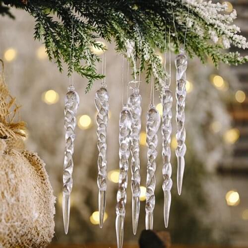Christmas Tree Icicle Decoration, Crystal Clear Icicles Drop Hanging Ornaments for Holiday Decor