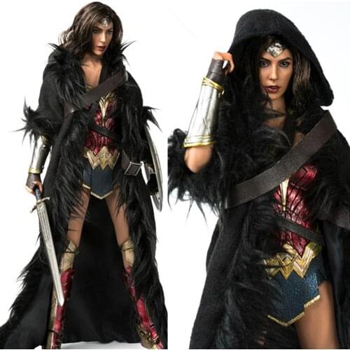 In Stock STOYS 1/6 Scale Cosplay Female Black Wonder Cloak Long Coat for 12" Female Figure Toys Accessories