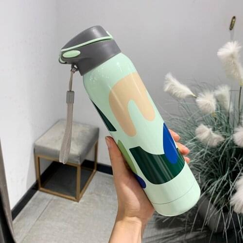 Vacuum Cup Large Capacity Cute Straw Cup Korean-Style Portable Simple Fresh Student Cup