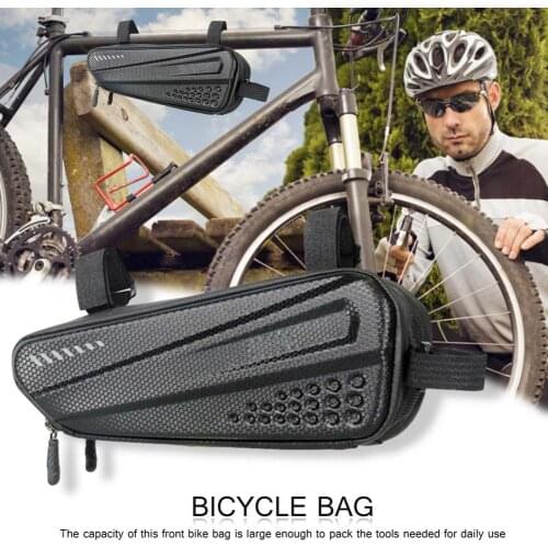 Bicycle Bag Front Tube Frame Bag Hard Shell Rainproof Bike Case Double Zipper Triangle Bike Bag Front Beam Accessories