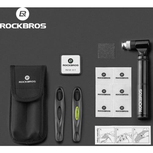 ROCKBROS Bicycle Tools 130Psi AV/FV Aluminum Alloy Pump Multi Tool Soft Rubber Tire Patch Tire Lever Multitool Bike Accessories