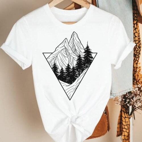 Women Clothes Forest Mountain Ladies 90s Cartoon Summer Short Sleeve Print Fashion Tshirt Female Tee Top Graphic T-shirt