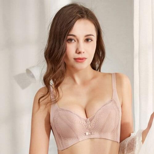 Roseheart Sexy Women Fashion Black Pink Wireless Lace Bow Padded Push Up Bras Bralette Cup C Underwear Female Bras Plus Size