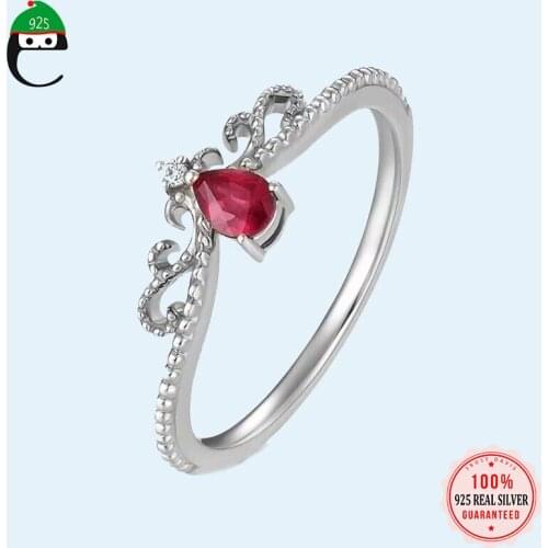ElfoPlataSi Real 925 Sterling Silver Fashion Sweet Crown CZ Opening Ring For Fashion Women Wedding Fine S925 Ring Jewelry DD821