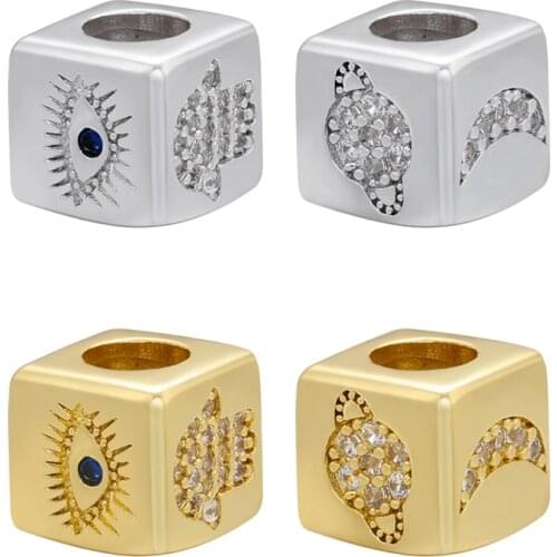 ZHUKOU gold silver color star moon beads Eye palm bead charms for Handmade Bracelet jewelry accessories supplies wholesale VZ259