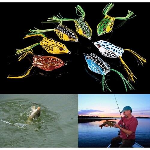 1PCS Random Cute Frog Topwater Fishing Lure Crankbait Hooks Bass Artificial Fish Bait Tackle 5cm