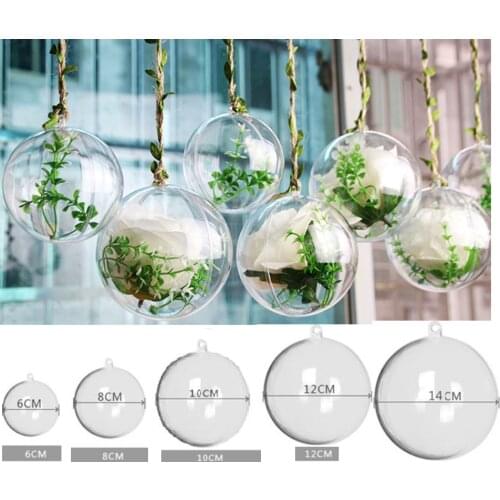 10 balls 6/8/10/12/14cm Transparent Open Plastic Christmas Decorations Ball Clear Bauble Ornament Gift Present Box Decoration