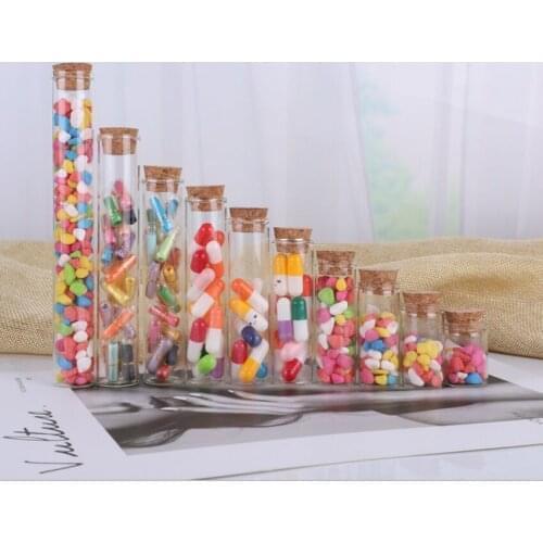 150pcs 3-62ml Test Tube Mini Glass Bottle with Corks Empty Jars Vial for Tea Saffron Sweet Food Gift Bottles Gift Wedding Jars
