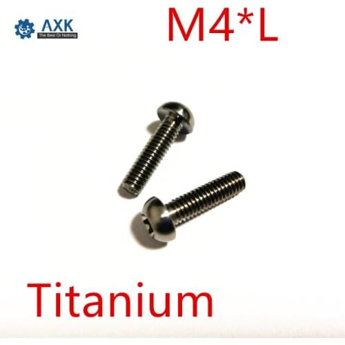 20pcs ISO7380 Pure Titanium Button Socket Head Screws M4*L Titanium Ti GR2 Hex Socket Round Head Machine Screw Carriage Bolts