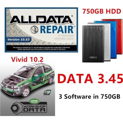 2021 alldata repair software 10.53 with vivid workshop v10.2 and data 3.45 in 750gb hdd usb3.0 support online installation