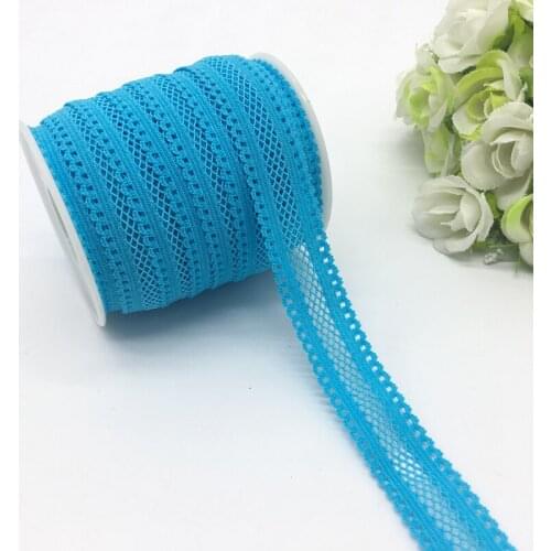 5yards/lot 5/8"(16mm) Lake blue Bilateral Lace Grid Fold Over Elastic Spandex Lace Band Ties Hair Accessories Lace Trim