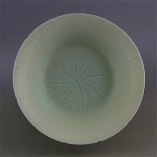 6 Antique SongDynasty porcelain bowl,Green glaze carved flower bowl,Hand-painted crafts,Collection&Adornment,Free shipping