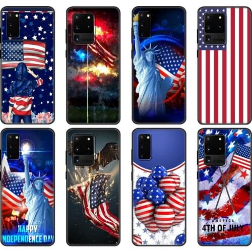 Black tpu Case For Samsung galaxy S20 /S20 PLUS/S20 ultra/S20+ /S20FE back cover America USA Flag