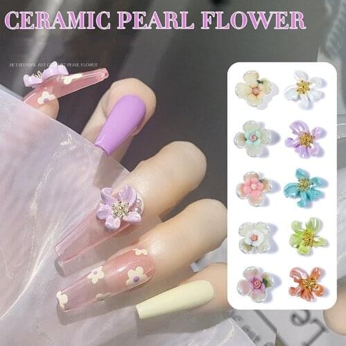 5 Pcs Colorful Resin Flower Nail Art Decorations 2021 Fashion Small 3D Nails Accessories for DIY Manicure Design