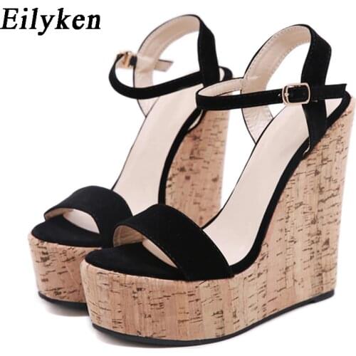 Eilyken Platform Wedges Ankle Strap Open Toe Women Sandals 2021 Summer Gladiator Super High Cover Heel Buckle Ladies Sandals