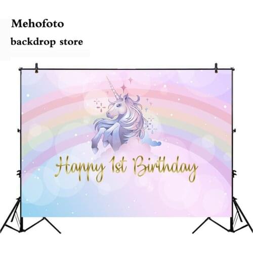 Mehofoto 1st Birthday Party Photography Backdrop Unicorn Bokeh Photo Shoot Background Rainbow Dreamy Newborn Baby Birthday Decor