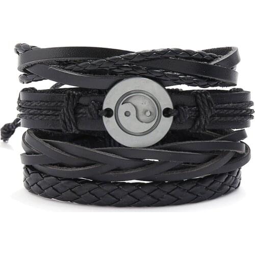 Jessingshow Vintage Tribal Bohemian Genuine Leather Bracelet Cuff Men Leather Bracelet Femme Male Wrist Band Handmade Jewelry