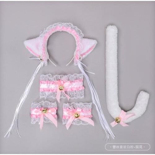 Kawaii Cat Ears Cosplay Anime Accessories Costume Props Zero Two Anime Decor Fox Tail Cute Headwear Halloween Hair Accessories