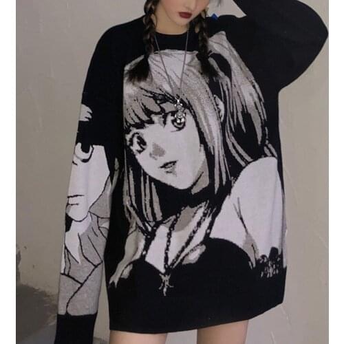Death Note Misa Amane Imitation Leather Sexy Tube Tops Sweater Uniform Outfit Anime Cosplay Costumes Loose sweater suits T-shirt