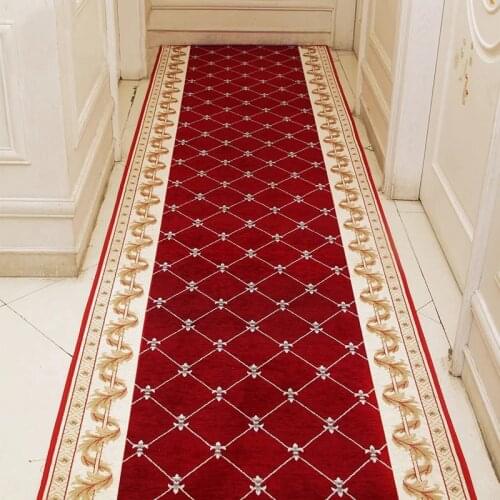 Nordic Corridor Carpet Long Hallway Runner Red European Woven Carpet For Stairs Hotel Aisle Rug Home Entrance Doormat Floor Rug