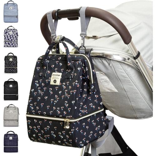 Fashion Diaper Bag Backpack Travel Baby Nappy Changing Bags Large Capacity Waterproof Maternity Back Pack with Stroller Straps