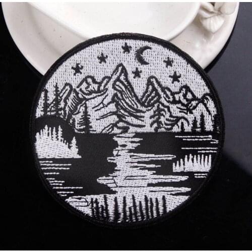 Iron On Patches Wilderness Landscape Patch On Clothes Embroidered Patches For Clothing Patch Sewing On Garment Apparel Accessory