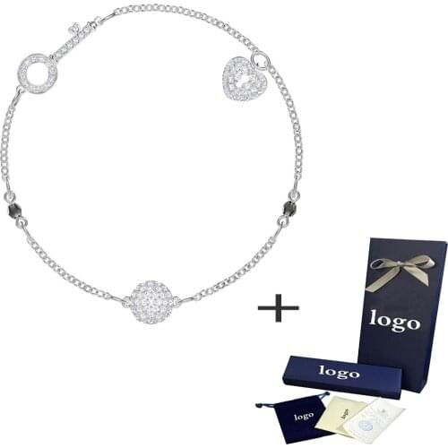 New Heart-shaped Crystal Silver Key Lock Magnetic Bracelet Elegant Ladies Luxury Jewelry Unique Retro