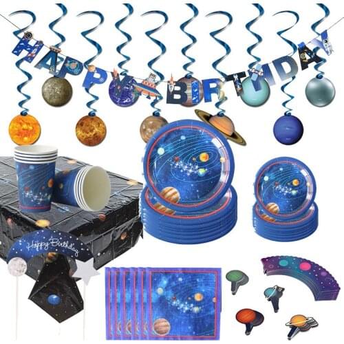 Planet theme party supplies baby theme birthday party decoration newborn baby shower supplies ornaments disposable cups