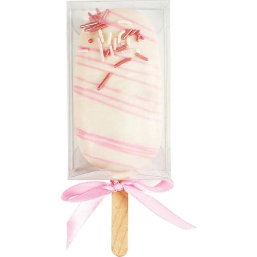 50PCS Transparent Cakesicle Boxes Ice Cream Shaped Cake Decorative Boxes Cake Dessert Clear Plastic Folding Boxes Cake Case