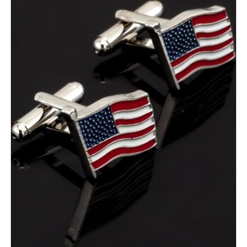 Luxury Men Cuff Links Stainless Steel Cufflink American flag Design Dress Shirt Cuff Links wedding gifts classic steady cuffs