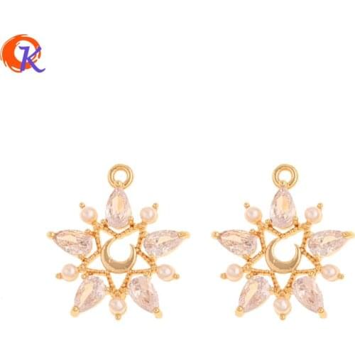 Cordial Design 20Pcs 17*19MM Jewelry Accessories/DIY Making/CZ Charms/Genuine Gold Plating/Pendant/Hand Made/Earring Findings