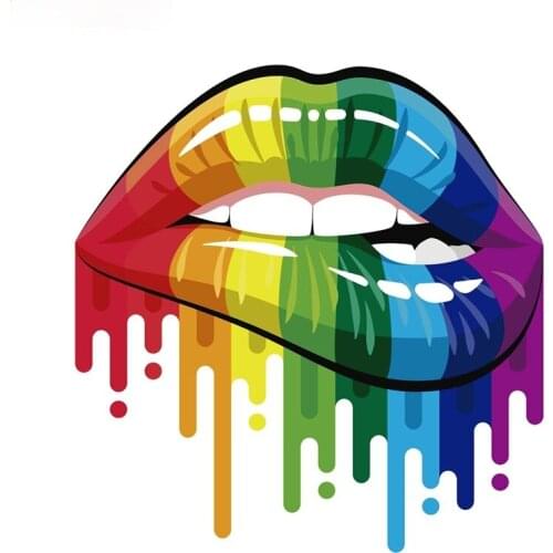 Creativity Gay Pride LGBT LESBIAN Rainbow Lips Decal for Car Styling Bike Motorcycle Cool Funny Sticker PVC 14cmx14.3cm