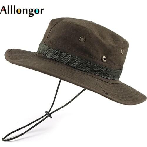 New Outdoor 2021 Summer Mens Bucket Hat Fishing Hiking Beach Hats Men Anti UV Sun Cap Protection Panama Safari Hunting Sunhat
