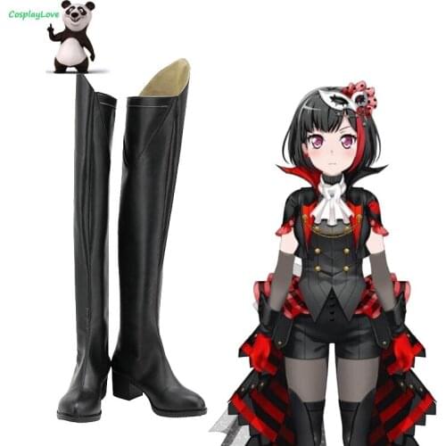 Bang Dream! Afterglow Mitake Ran Black Shoes Cosplay Long Boots Leather Custom Made For Christmas