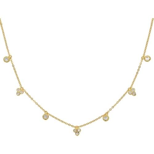Gold Layer Necklace Simple Minimal Necklace gold Thin Chain drip cz station Charm Delicate Necklace 100% 925 silver for Women