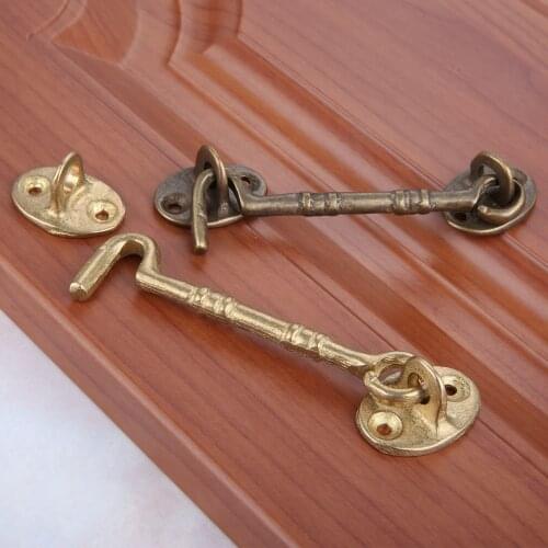 1Pc 110mm Antique Bronze/Brass Chinese Style Doors Windows Wind Hook Buckle Hasp Copper Furniture Window Latches Cabinet Latches