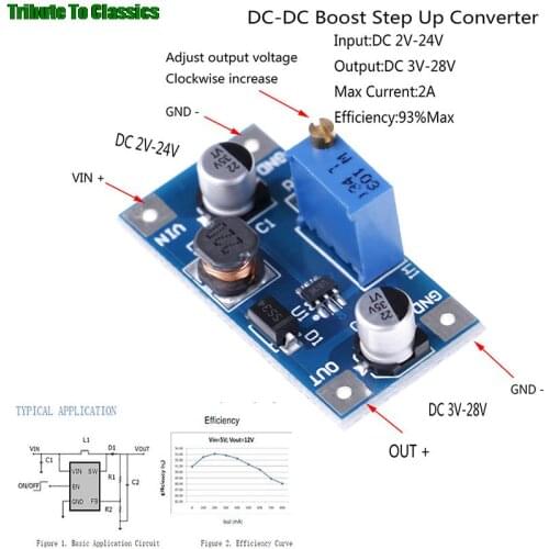 1pc 2A DC-DC Boost Step Up Volt Converter Power Supply 2V-24V To 3V 5V 6V 9V 12V 19V