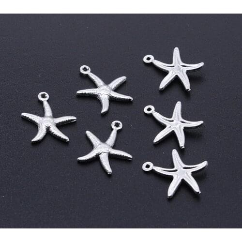 10pcs/lot 100% Stainless Steel Starfish Charms Wholesale Never Tarnish Bracelets Pendants Accept OEM Order Top Quality