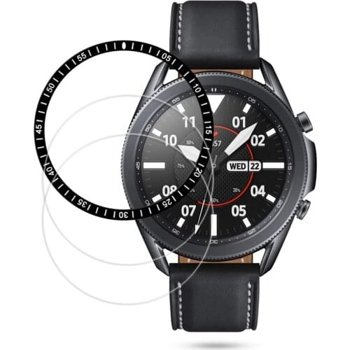 2+1 for samsung galaxy watch 3 screen protector + bezel loop for galaxy watch 3 45mm 41mm Tempered Glass film + bezel ring cover