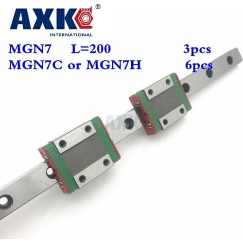 2021 Real Axk Cnc Router Parts Linear Rail New Miniature Linear Guide Mgn7 L 200mm Guideway + 2pcs Mgn7h Long Blocks Carriage
